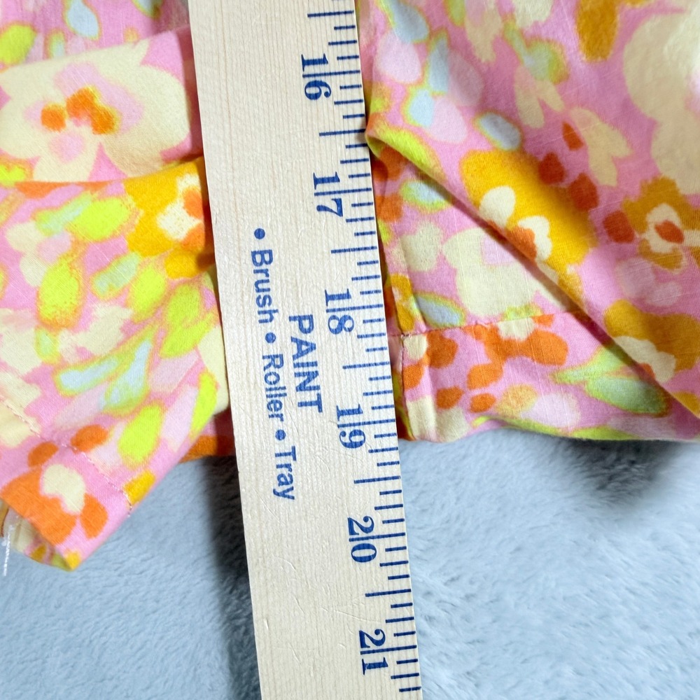 EttaVee Girls Vibrant Floral Ruffle Cross Back Romper‎ Size 8 Pink Orange Yellow - Picture 6 of 10
